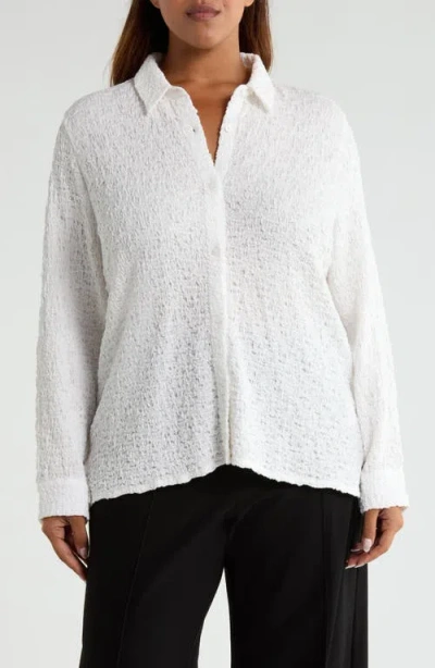 Eileen Fisher Organic Cotton & Recycled Nylon Slim Shirt In White