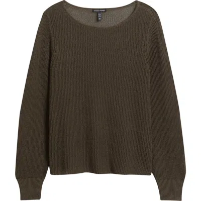 Eileen Fisher Organic Cotton & Silk Ballet Neck Sweater In Metallic