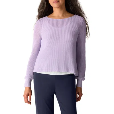 Eileen Fisher Organic Cotton & Silk Ballet Neck Sweater In Metallic