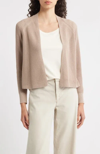 Eileen Fisher Organic Cotton & Silk Rib Cardigan In Neutral