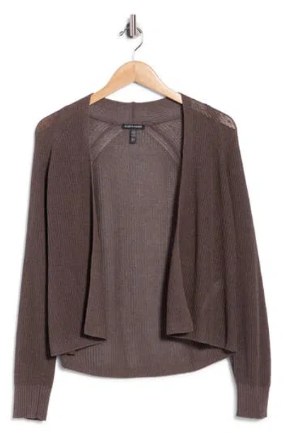 Eileen Fisher Organic Cotton & Silk Rib Cardigan In Brown