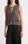 Eileen Fisher Organic Cotton & Silk Sweater Vest In Brown