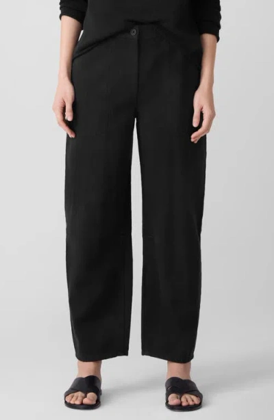 Eileen Fisher Organic Cotton Ankle Barrel Leg Pants In Black