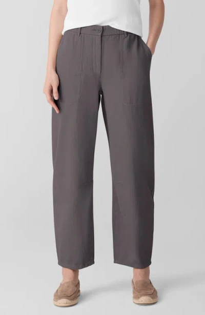 Eileen Fisher Organic Cotton Ankle Barrel Leg Pants In Gray