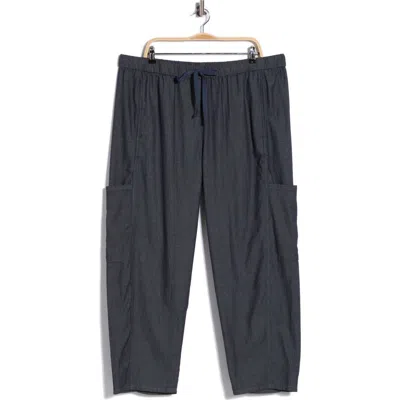 Eileen Fisher Organic Cotton Ankle Lantern Leg Cargo Pants In Black