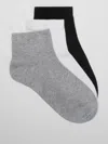 Eileen Fisher Organic Cotton Ankle Sock 3-pack In Black