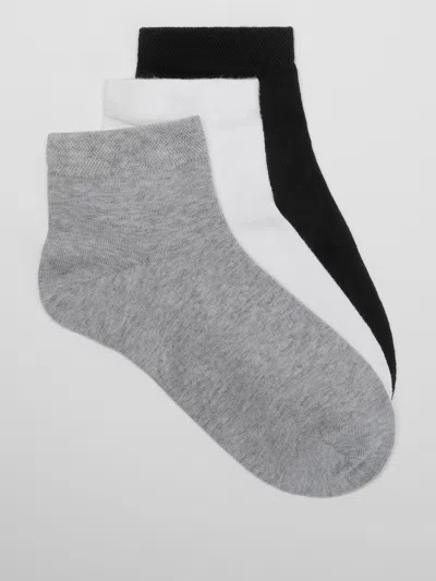 Eileen Fisher Organic Cotton Ankle Sock 3-pack In Black