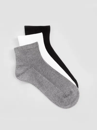 Eileen Fisher Organic Cotton Ankle Sock 3-pack In Multi