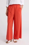 Eileen Fisher Organic Cotton Ankle Wide Leg Pants In Flame