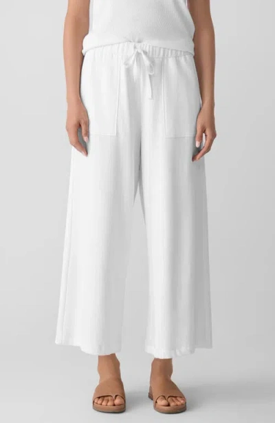Eileen Fisher Organic Cotton Ankle Wide Leg Pants In White