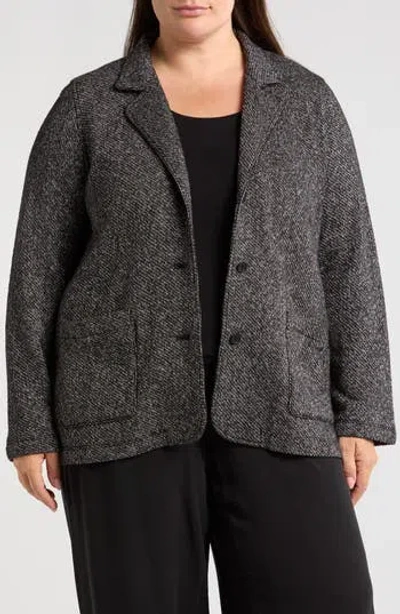 Eileen Fisher Organic Cotton Blazer In Black/white