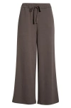 Eileen Fisher Organic Cotton Blend Ankle Wide Leg Drawstring Pants In Brown
