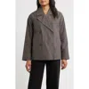 Eileen Fisher Organic Cotton Blend Crop Trench Coat In Gray