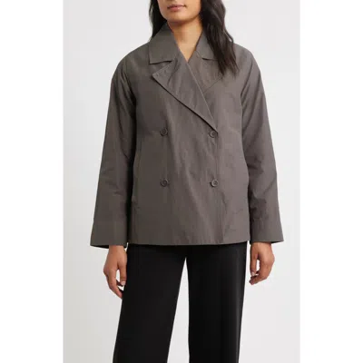 Eileen Fisher Organic Cotton Blend Crop Trench Coat In Gray