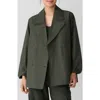 Eileen Fisher Organic Cotton Blend Crop Trench Coat In Green