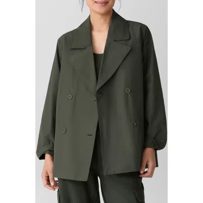 Eileen Fisher Organic Cotton Blend Crop Trench Coat In Green