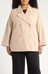Eileen Fisher Organic Cotton Blend Crop Trench Coat In Gray