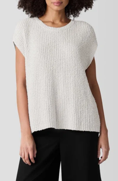 Eileen Fisher Organic Cotton Blend Knit Short Sleeve Sweater In Bone
