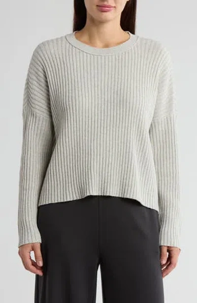 Eileen Fisher Organic Cotton Blend Rib Sweater In Sea Salt