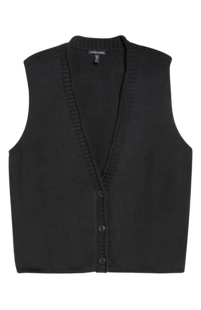 Eileen Fisher Organic Cotton Blend Sweater Vest In Black