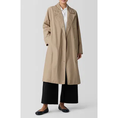 Eileen Fisher Organic Cotton Blend Trench Coat In Brown