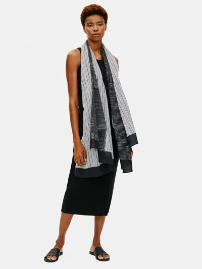 Eileen Fisher Organic Cotton Block Printed Dots Scarf In Multi