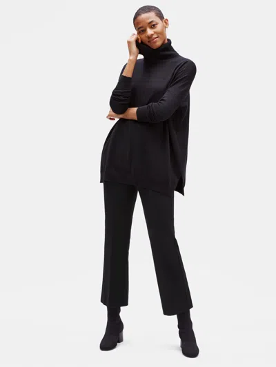 Eileen Fisher Organic Cotton Boot-leg Cropped Pant In Black