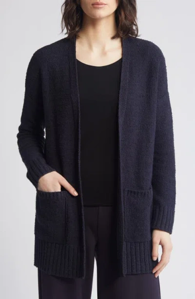 Eileen Fisher Organic Cotton Bouclé Cardigan In Nocturne