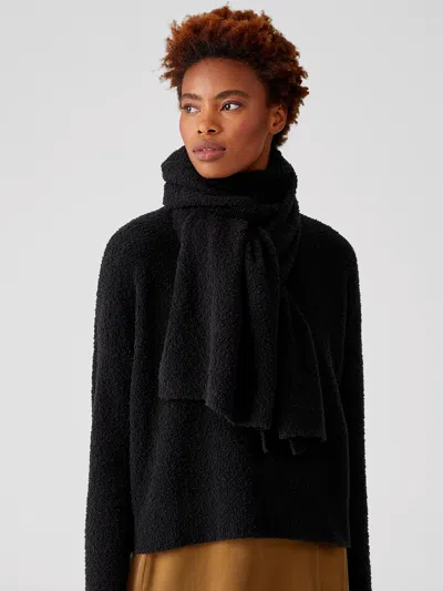 Eileen Fisher Organic Cotton Boucle Scarf In Black
