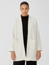 Eileen Fisher Organic Cotton Channels High Collar Jacket In White