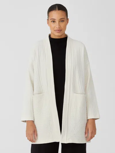 Eileen Fisher Organic Cotton Channels High Collar Jacket In White