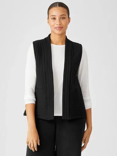 Eileen Fisher Organic Cotton Channels High Collar Vest In Black