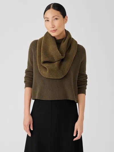 Eileen Fisher Organic Cotton Chenille Infinity Scarf In Green