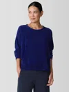 Eileen Fisher Organic Cotton Chenille Jewel Neck Top In Blue