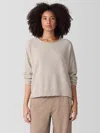 Eileen Fisher Organic Cotton Chenille Jewel Neck Top In Brown