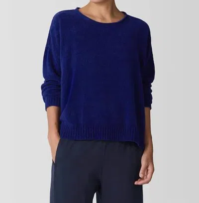 Eileen Fisher Organic Cotton Chenille Jewel Neck Top In Infinity