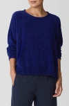 Eileen Fisher Organic Cotton Chenille Jewel Neck Top In Infinity In Infinity