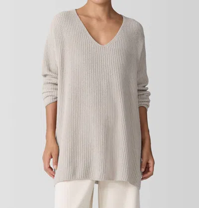 Eileen Fisher Organic Cotton Chenille V-neck Top In Almond In Pink