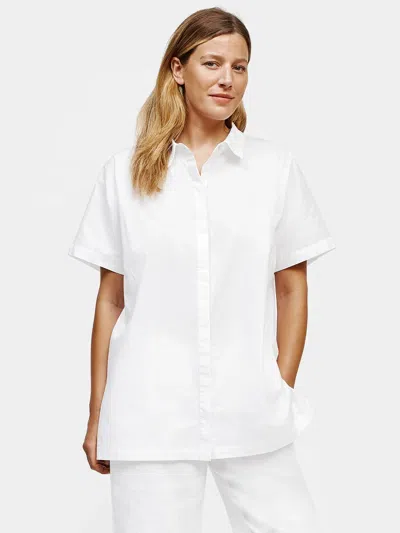 Eileen Fisher Organic Cotton Classic Collar Long Shirt In White