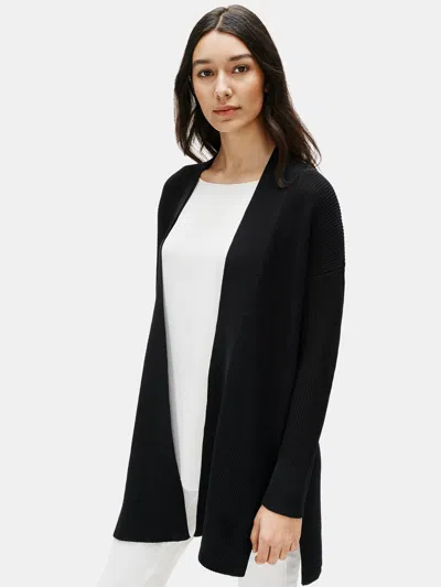 Eileen Fisher Organic Cotton Cord Cardigan In Black