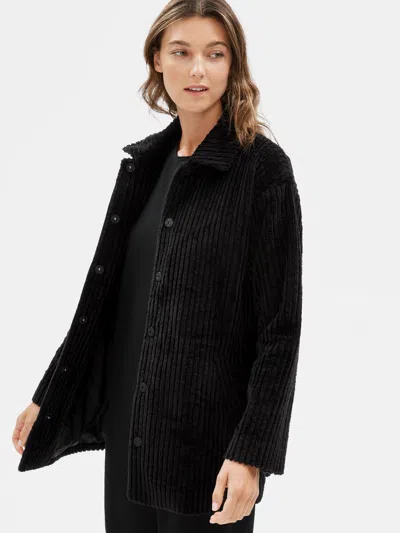 Eileen Fisher Organic Cotton Corduroy Coat In Black