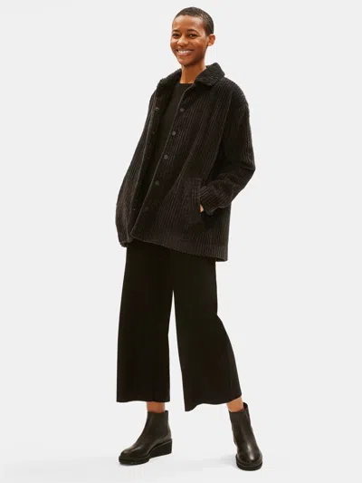 Eileen Fisher Organic Cotton Corduroy Coat In Black
