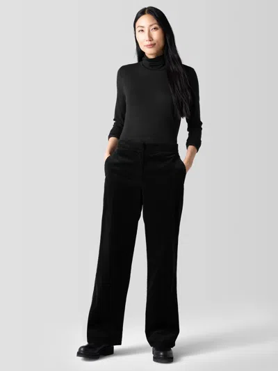 Eileen Fisher Organic Cotton Corduroy Wide-leg Pant In Black
