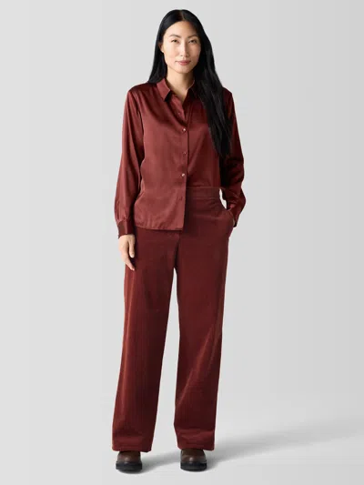 Eileen Fisher Organic Cotton Corduroy Wide-leg Pant In Red