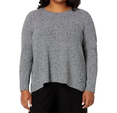Eileen Fisher Organic Cotton Crepe Sweater In Black/ivory