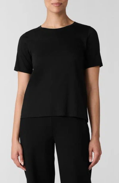 Eileen Fisher Organic Cotton Crewneck T-shirt In Black