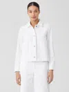 Eileen Fisher Organic Cotton Denim Classic Collar Jacket In White
