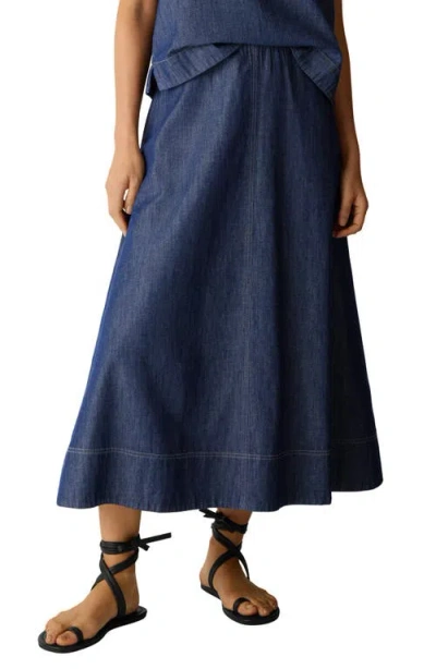 Eileen Fisher Organic Cotton Denim Skirt In Blue