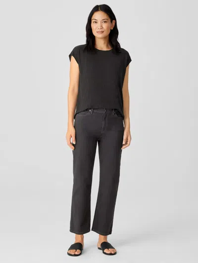 Eileen Fisher Organic Cotton Denim Straight Ankle Jean In Gray