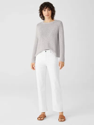 Eileen Fisher Organic Cotton Denim Straight Ankle Jean In White